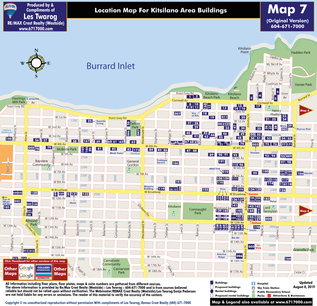 Detailed Interactive Downtown Vancouver Building Location Maps With